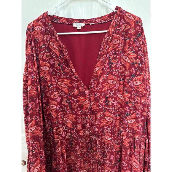 Fat Face FatFace Red Joyce Floral Maxi Dress long sleeved V neck size 20 - Picture 12 of 16